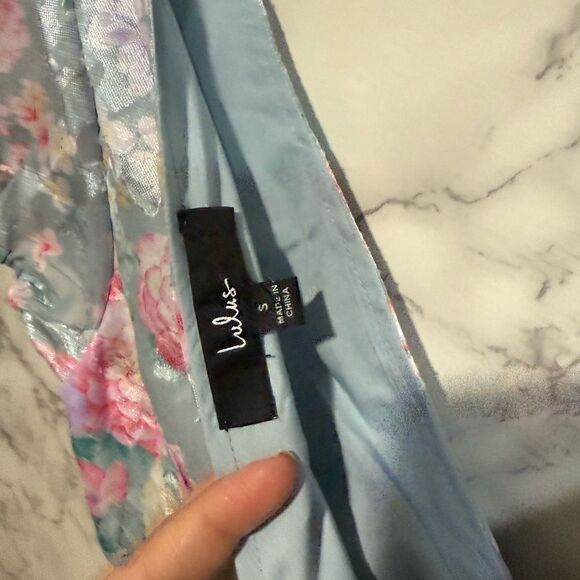 NEW LULUS Elegant Personality Slate Blue Floral Burnout Midi Dress Size S - Picture 11 of 13